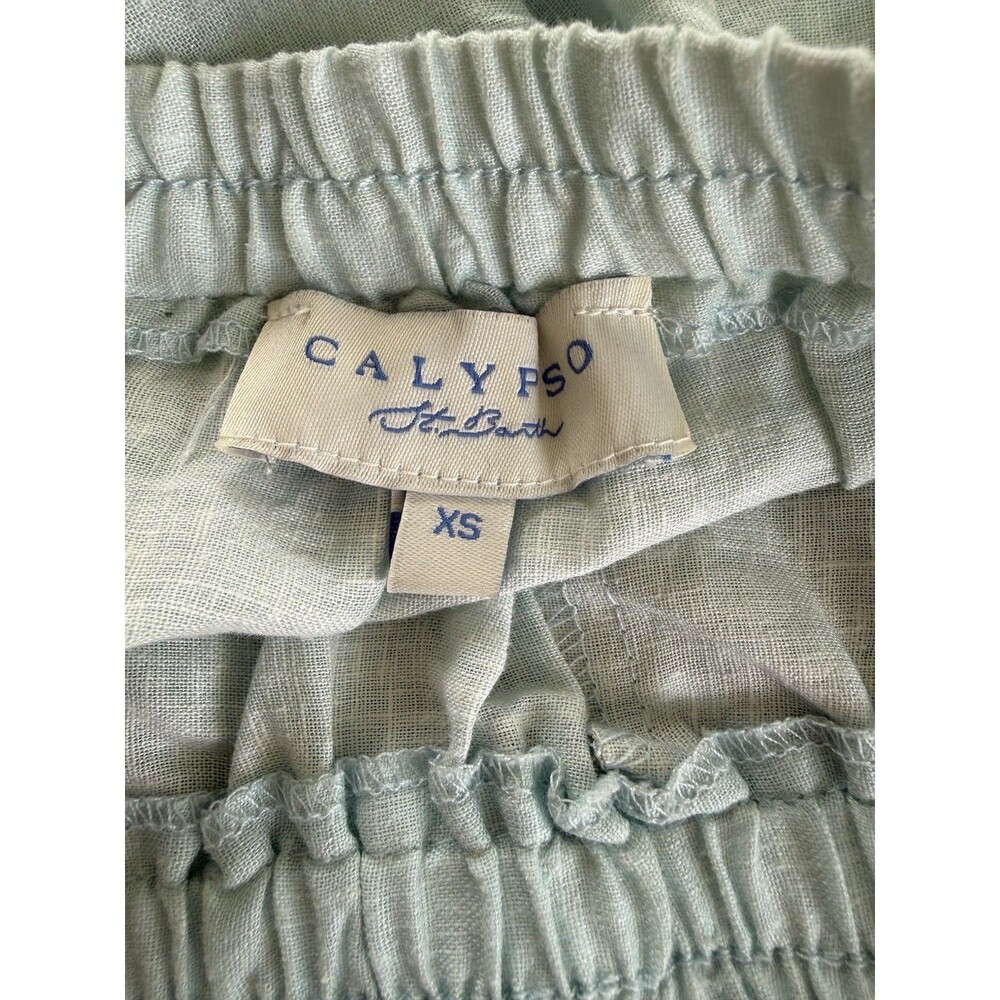 Calypso St Barth Skirt Women XSmall Floral Scenic Print Linen Blend Coastal EUC - Picture 9 of 11